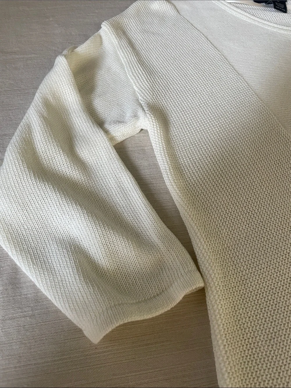 Investments Cream Textured V-Neck Pullover